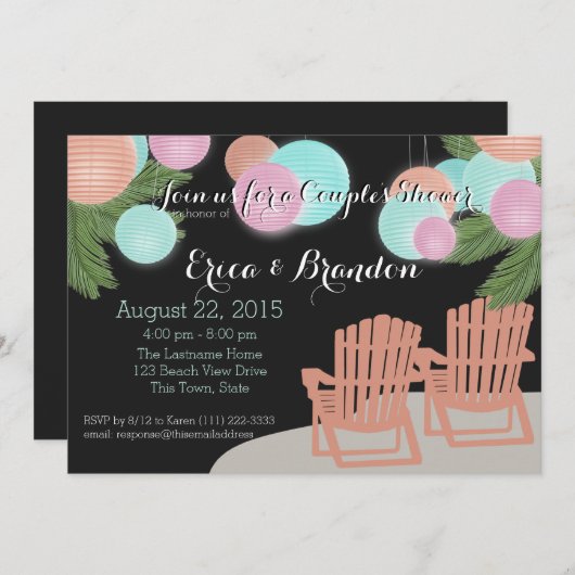 Strandlantaarns Echtpaar Douche Kaart (Voorkant / Achterkant)