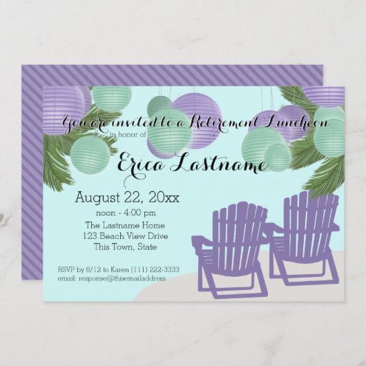 Strandlantaarns en Adirondack Stoelen Pensioen Kaart (Voorkant / Achterkant)