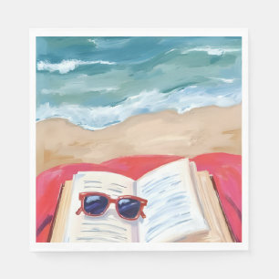 Strandleesboek Oceaangolven Waterverfschilderij Servet