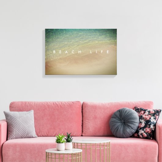 Strandleven Aruba Zand Blauwe Oceaan Canvas Afdruk (Insitu (Woonkamer))