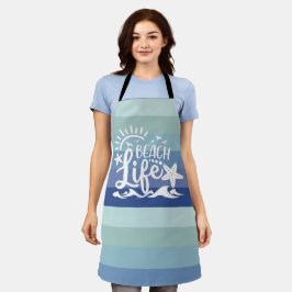 Strandleven Blauwe Ombre Zeevaart Gestreepte Schort