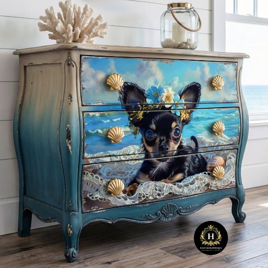 Strandleven Chihuahua puppy decoupage Tissuepapier