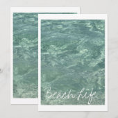 Strandleven Citaten Golven Oceaan Helder Teal Wate Feestdagenkaart (Voorkant / Achterkant)