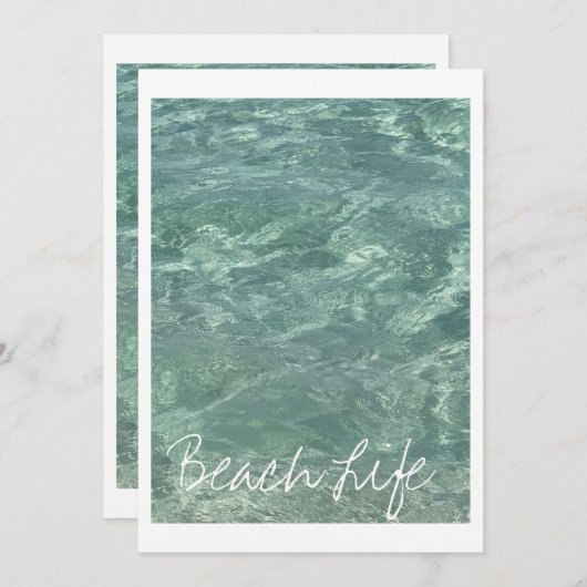 Strandleven Citaten Golven Oceaan Helder Teal Wate Feestdagenkaart (Voorkant / Achterkant)