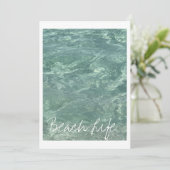 Strandleven Citaten Golven Oceaan Helder Teal Wate Feestdagenkaart (Staand voorkant)