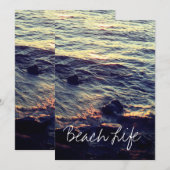 Strandleven Citaten Golven Oceaan Zonsondergang Wa Feestdagenkaart (Voorkant / Achterkant)