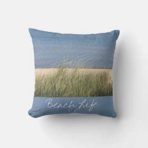 Strandleven Citaten Oceaan Kust Blauw Wit Schilder Buitenkussen