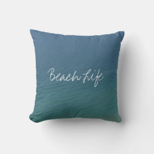 Strandleven Citaten Oceaan Water Blauw Abstract Cu Buitenkussen