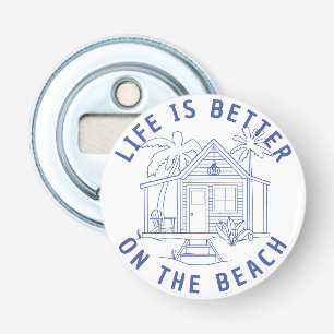 Strandleven Coxy cabine Palms lijn tekening ontwer Button Flesopener