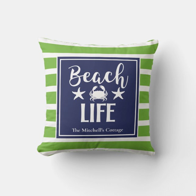 Strandleven Krab Zeester Kust Chic Nautilisch Kussen (Voorkant)