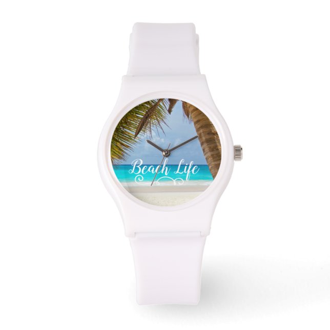 Strandleven Palmboom Horloge (Voorkant)