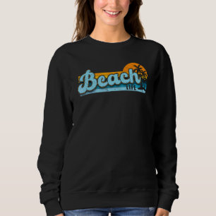 Strandleven  Palmboom Retro Zonsondergang Verslete Trui