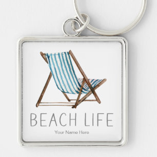 Strandleven Quote Nautische strand zomer stoel Sleutelhanger