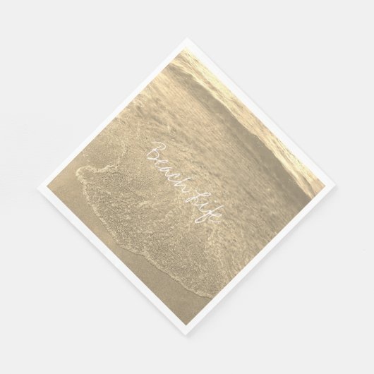 Strandleven Quotes Helder Oceaanwater Goud Sepia K Servet (Hoek)