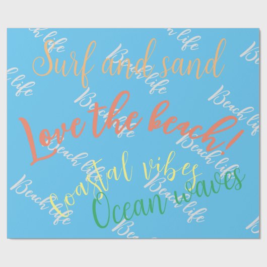 Strandleven, script, oceaangolven cadeaupapier (Vlak)