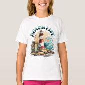 strandleven | Tropisch strand en vuurtoren T-shirt (Voorkant)