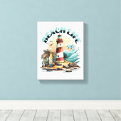 Strandleven | Tropische vuurtoren kunst Canvas Afdruk (Insitu (Houten vloer))