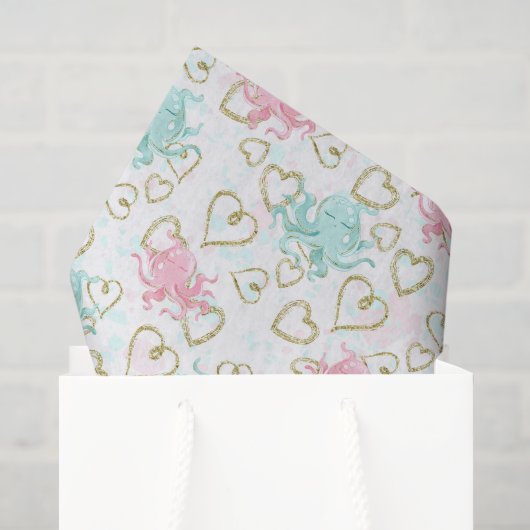 Strandliefde octopus patroon tissue tissuepapier (Cadeauzakje)