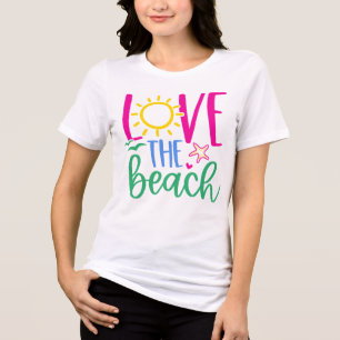 Strandliefhebber "Ik hou van het strand" Tri-Blend Shirt