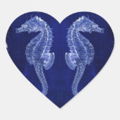 strandliefhebber kust oceaan blauwe zeepaardjes hart sticker (Voorkant)