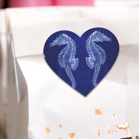 strandliefhebber kust oceaan blauwe zeepaardjes hart sticker