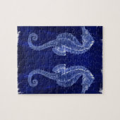 strandliefhebber kust oceaan blauwe zeepaardjes legpuzzel (Horizontaal)