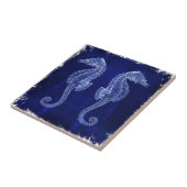 strandliefhebber kust oceaan blauwe zeepaardjes tegeltje (Zijkant)