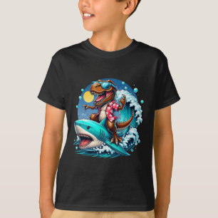 Strandliefhebber T-rex Dinosaurus Ridder Haai Surf T-shirt