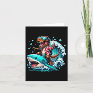 Strandliefhebber T-rex Dinosaurus Riding Shark Sur Kaart