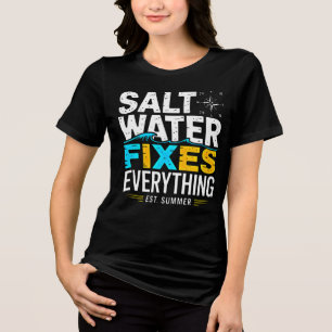 Strandliefhebberskleding: Zoutwater lost alles op Tri-Blend Shirt