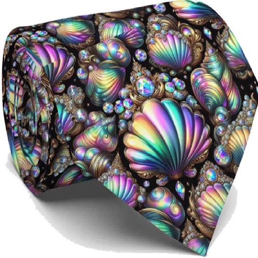 Strandliefhebbersstrik | Opal Diamant Zeeschelpenp Stropdas