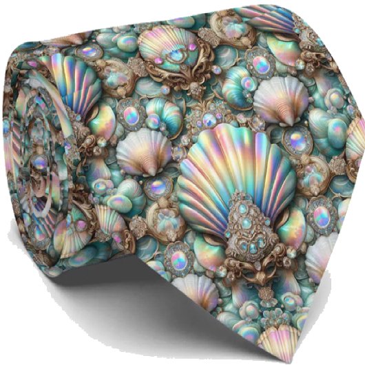 Strandliefhebbersstrik | Opal Diamant Zeeschelpenp Stropdas