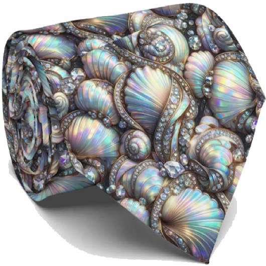 Strandliefhebbersstrik | Opal Diamant Zeeschelpenp Stropdas