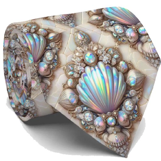 Strandliefhebbersstrik | Opal Diamant Zeeschelpenp Stropdas