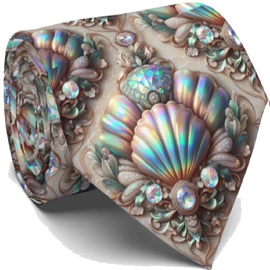 Strandliefhebbersstrik | Opal Diamant Zeeschelpenp Stropdas