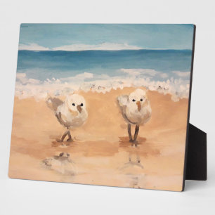 Strandlopers bij de zee Plaquette Fotoplaat