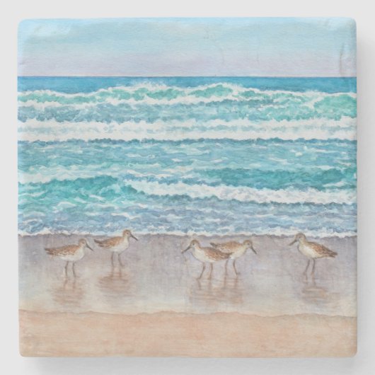 Strandlopers van Monterey Bay Stenen Onderzetter (Voorkant)
