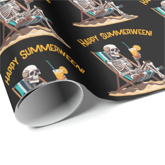 Strandloungen Skeleton Halloween Cadeaupapier (Rol Hoek)