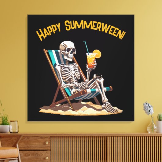 Strandloungen Skeleton Halloween Canvas Afdruk (Insitu (Woonkamer))