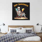 Strandloungen Skeleton Halloween Canvas Afdruk (Insitu (Slaapkamer))