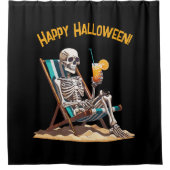 Strandloungen Skeleton Halloween Douchegordijn (Voorkant)