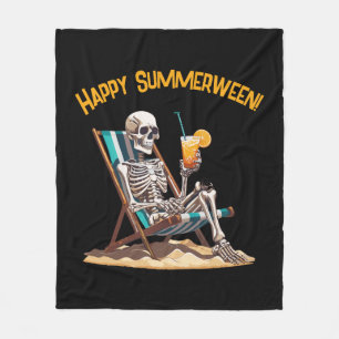 Strandloungen Skeleton Halloween Fleece Deken