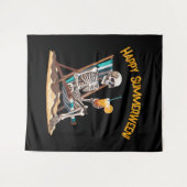 Strandloungen Skeleton Halloween foto achtergrond Wandkleed (Voorkant (horizontaal))
