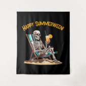 Strandloungen Skeleton Halloween foto achtergrond Wandkleed (Voorkant)