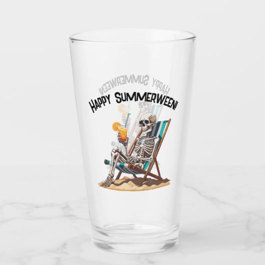 Strandloungen Skeleton Halloween Glas (Achterkant)