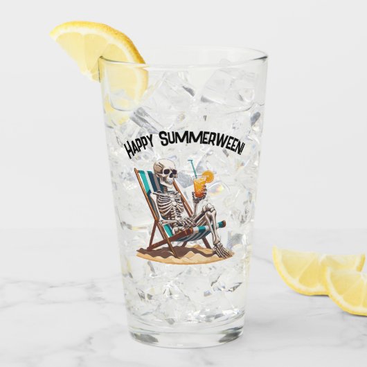 Strandloungen Skeleton Halloween Glas (Voorkant ijs)