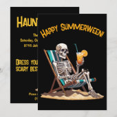 Strandloungen Skeleton Halloween Kaart (Voorkant / Achterkant)
