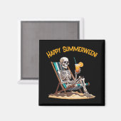 Strandloungen Skeleton Halloween Magneet (Voorkant / Achterkant)