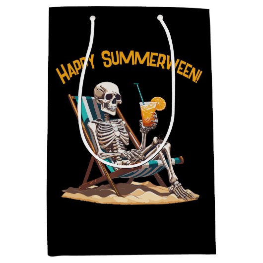 Strandloungen Skeleton Halloween Medium Cadeauzakje (Voorkant)