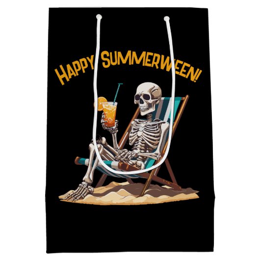 Strandloungen Skeleton Halloween Medium Cadeauzakje (Achterkant)
